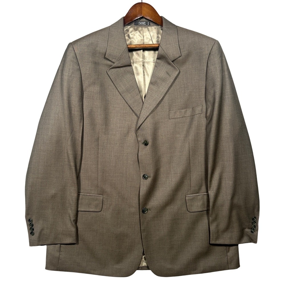 John Weitz Signature Collection Blazer Mens Brown 100% Wool 3-Button Sport Coat